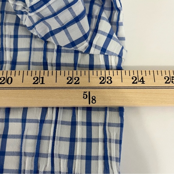 Foxcroft White Blue Check Button Shirt - Picture 12 of 13